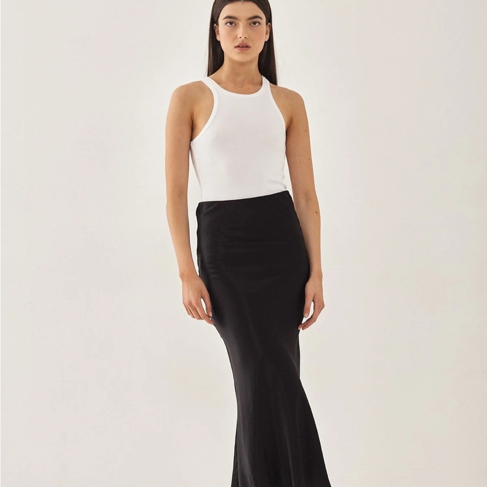 Black Satin Slip Skirt